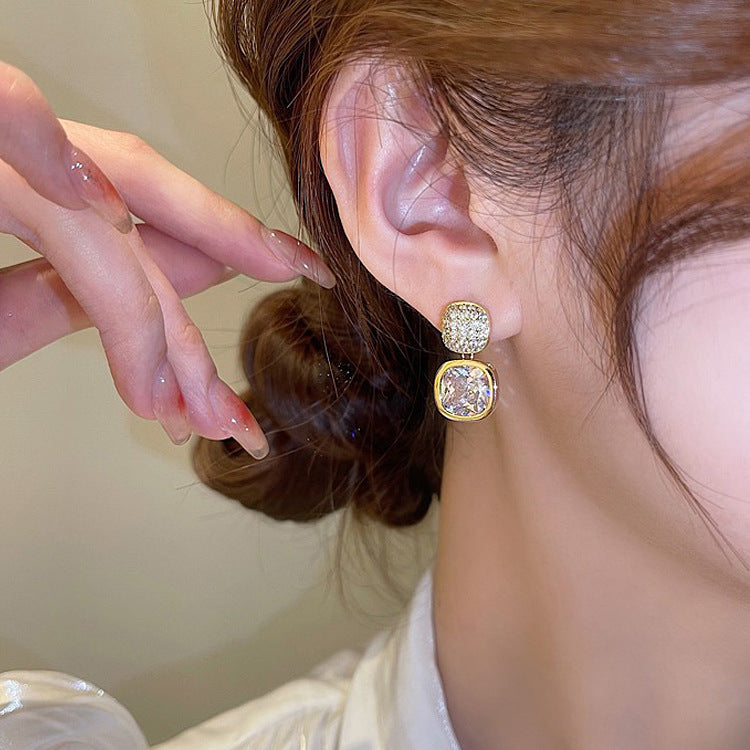 ZJE-163 Korean Zircon Crystal Earrings