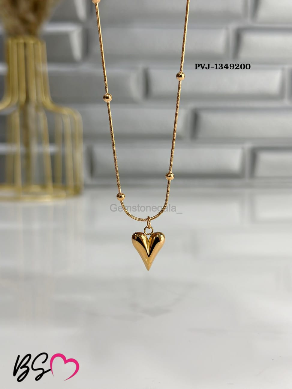 Ball Chain Heart Korean Pendant